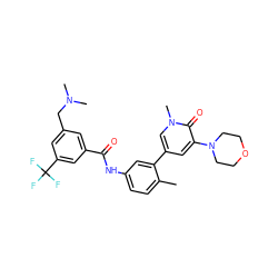 Cc1ccc(NC(=O)c2cc(CN(C)C)cc(C(F)(F)F)c2)cc1-c1cc(N2CCOCC2)c(=O)n(C)c1 ZINC000225955264