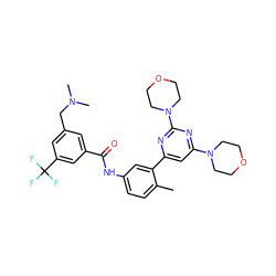 Cc1ccc(NC(=O)c2cc(CN(C)C)cc(C(F)(F)F)c2)cc1-c1cc(N2CCOCC2)nc(N2CCOCC2)n1 ZINC000220738608