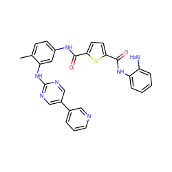 Cc1ccc(NC(=O)c2ccc(C(=O)Nc3ccccc3N)s2)cc1Nc1ncc(-c2cccnc2)cn1 ZINC000040914782