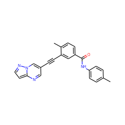 Cc1ccc(NC(=O)c2ccc(C)c(C#Cc3cnc4ccnn4c3)c2)cc1 ZINC000095587107