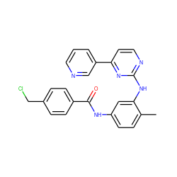 Cc1ccc(NC(=O)c2ccc(CCl)cc2)cc1Nc1nccc(-c2cccnc2)n1 ZINC000022063639