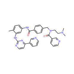 Cc1ccc(NC(=O)c2ccc(CN(CCN(C)C)C(=O)c3cccnc3)cc2)cc1Nc1nccc(-c2cccnc2)n1 ZINC001772572817