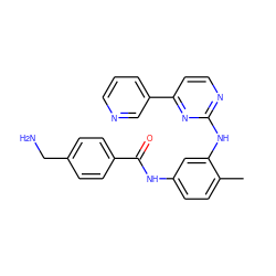 Cc1ccc(NC(=O)c2ccc(CN)cc2)cc1Nc1nccc(-c2cccnc2)n1 ZINC000071318027