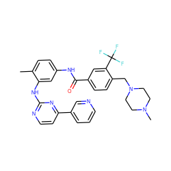 Cc1ccc(NC(=O)c2ccc(CN3CCN(C)CC3)c(C(F)(F)F)c2)cc1Nc1nccc(-c2cccnc2)n1 ZINC000022449423