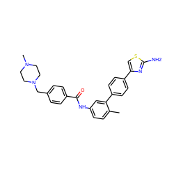 Cc1ccc(NC(=O)c2ccc(CN3CCN(C)CC3)cc2)cc1-c1ccc(-c2csc(N)n2)cc1 ZINC000040952530