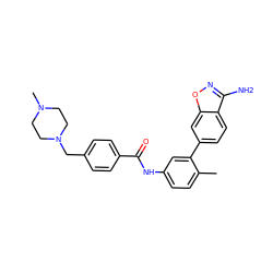 Cc1ccc(NC(=O)c2ccc(CN3CCN(C)CC3)cc2)cc1-c1ccc2c(N)noc2c1 ZINC000040975685