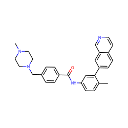 Cc1ccc(NC(=O)c2ccc(CN3CCN(C)CC3)cc2)cc1-c1ccc2ccncc2c1 ZINC000040428835