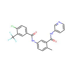 Cc1ccc(NC(=O)c2ccc(Cl)c(C(F)(F)F)c2)cc1C(=O)Nc1cccnc1 ZINC000040917678