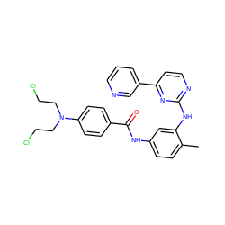 Cc1ccc(NC(=O)c2ccc(N(CCCl)CCCl)cc2)cc1Nc1nccc(-c2cccnc2)n1 ZINC000014209578