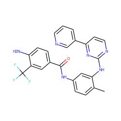 Cc1ccc(NC(=O)c2ccc(N)c(C(F)(F)F)c2)cc1Nc1nccc(-c2cccnc2)n1 ZINC000028704701