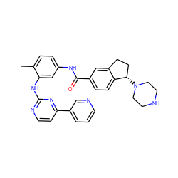 Cc1ccc(NC(=O)c2ccc3c(c2)CC[C@@H]3N2CCNCC2)cc1Nc1nccc(-c2cccnc2)n1 ZINC000138928835