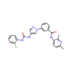 Cc1ccc(NC(=O)c2cccc(-n3cc(NC(=O)Nc4ccccc4Cl)cn3)c2)c(C)n1 ZINC000299840971