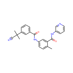 Cc1ccc(NC(=O)c2cccc(C(C)(C)C#N)c2)cc1C(=O)Nc1cccnc1 ZINC000040936008