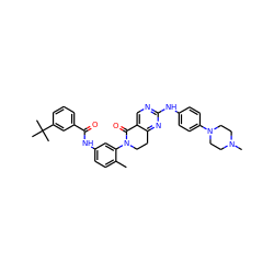 Cc1ccc(NC(=O)c2cccc(C(C)(C)C)c2)cc1N1CCc2nc(Nc3ccc(N4CCN(C)CC4)cc3)ncc2C1=O ZINC000146937427