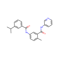 Cc1ccc(NC(=O)c2cccc(C(C)C)c2)cc1C(=O)Nc1cccnc1 ZINC000040895503