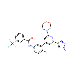 Cc1ccc(NC(=O)c2cccc(C(F)(F)F)c2)cc1-c1cc(-c2cnn(C)c2)nc(N2CCOCC2)c1 ZINC000225966902