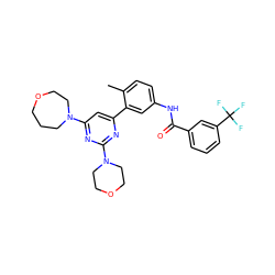 Cc1ccc(NC(=O)c2cccc(C(F)(F)F)c2)cc1-c1cc(N2CCCOCC2)nc(N2CCOCC2)n1 ZINC000220561501