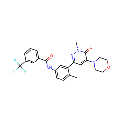 Cc1ccc(NC(=O)c2cccc(C(F)(F)F)c2)cc1-c1cc(N2CCOCC2)c(=O)n(C)n1 ZINC000225998629