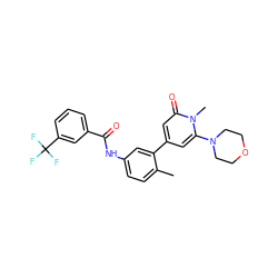 Cc1ccc(NC(=O)c2cccc(C(F)(F)F)c2)cc1-c1cc(N2CCOCC2)n(C)c(=O)c1 ZINC000225969919