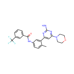 Cc1ccc(NC(=O)c2cccc(C(F)(F)F)c2)cc1-c1cc(N2CCOCC2)nc(N)n1 ZINC000220520068