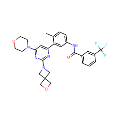 Cc1ccc(NC(=O)c2cccc(C(F)(F)F)c2)cc1-c1cc(N2CCOCC2)nc(N2CC3(COC3)C2)n1 ZINC000220500289