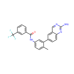 Cc1ccc(NC(=O)c2cccc(C(F)(F)F)c2)cc1-c1ccc2nc(N)ncc2c1 ZINC000029134760