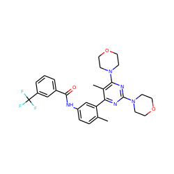 Cc1ccc(NC(=O)c2cccc(C(F)(F)F)c2)cc1-c1nc(N2CCOCC2)nc(N2CCOCC2)c1C ZINC000220581747