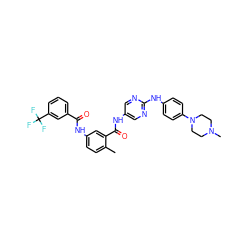 Cc1ccc(NC(=O)c2cccc(C(F)(F)F)c2)cc1C(=O)Nc1cnc(Nc2ccc(N3CCN(C)CC3)cc2)nc1 ZINC000053059276