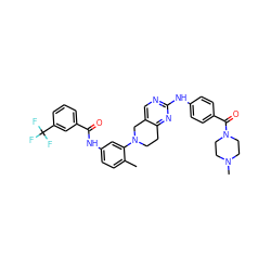 Cc1ccc(NC(=O)c2cccc(C(F)(F)F)c2)cc1N1CCc2nc(Nc3ccc(C(=O)N4CCN(C)CC4)cc3)ncc2C1 ZINC000118390055