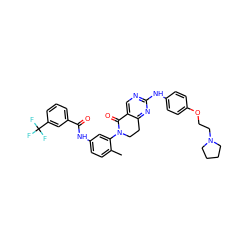 Cc1ccc(NC(=O)c2cccc(C(F)(F)F)c2)cc1N1CCc2nc(Nc3ccc(OCCN4CCCC4)cc3)ncc2C1=O ZINC000199036965