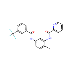 Cc1ccc(NC(=O)c2cccc(C(F)(F)F)c2)cc1NC(=O)c1ccccn1 ZINC000040919010