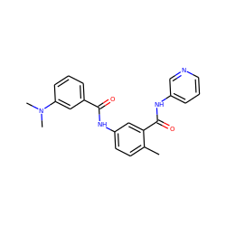 Cc1ccc(NC(=O)c2cccc(N(C)C)c2)cc1C(=O)Nc1cccnc1 ZINC000040933702