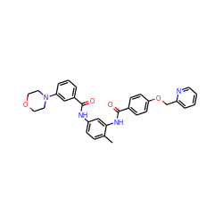 Cc1ccc(NC(=O)c2cccc(N3CCOCC3)c2)cc1NC(=O)c1ccc(OCc2ccccn2)cc1 ZINC000001483704