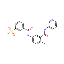 Cc1ccc(NC(=O)c2cccc(S(C)(=O)=O)c2)cc1C(=O)Nc1cccnc1 ZINC000040409814