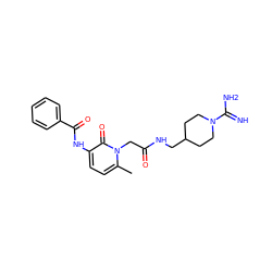 Cc1ccc(NC(=O)c2ccccc2)c(=O)n1CC(=O)NCC1CCN(C(=N)N)CC1 ZINC000029252433