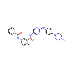 Cc1ccc(NC(=O)c2ccccc2)cc1C(=O)Nc1cnc(Nc2ccc(N3CCN(C)CC3)cc2)nc1 ZINC000053059146