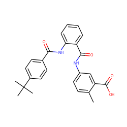 Cc1ccc(NC(=O)c2ccccc2NC(=O)c2ccc(C(C)(C)C)cc2)cc1C(=O)O ZINC000299820635