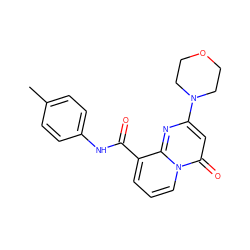 Cc1ccc(NC(=O)c2cccn3c(=O)cc(N4CCOCC4)nc23)cc1 ZINC000473130582