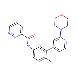 Cc1ccc(NC(=O)c2cccnn2)cc1-c1ccnc(N2CCOCC2)c1 ZINC000220602917