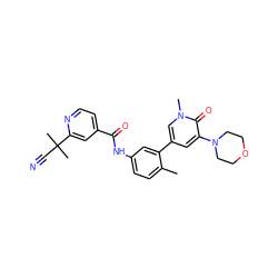 Cc1ccc(NC(=O)c2ccnc(C(C)(C)C#N)c2)cc1-c1cc(N2CCOCC2)c(=O)n(C)c1 ZINC000226015730