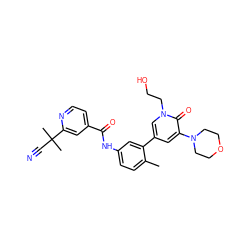 Cc1ccc(NC(=O)c2ccnc(C(C)(C)C#N)c2)cc1-c1cc(N2CCOCC2)c(=O)n(CCO)c1 ZINC000225981817