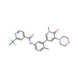 Cc1ccc(NC(=O)c2ccnc(C(C)(F)F)c2)cc1-c1cc(N2CCOCC2)c(=O)n(C)c1 ZINC000225959441