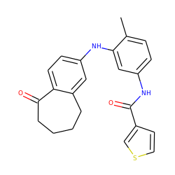 Cc1ccc(NC(=O)c2ccsc2)cc1Nc1ccc2c(c1)CCCCC2=O ZINC000095576246