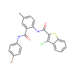 Cc1ccc(NC(=O)c2sc3ccccc3c2Cl)c(C(=O)Nc2ccc(Br)cc2)c1 ZINC000013487465