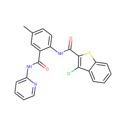 Cc1ccc(NC(=O)c2sc3ccccc3c2Cl)c(C(=O)Nc2ccccn2)c1 ZINC000013487478