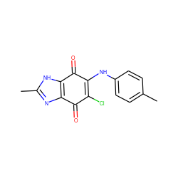 Cc1ccc(NC2=C(Cl)C(=O)c3nc(C)[nH]c3C2=O)cc1 ZINC000027108591