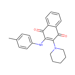 Cc1ccc(NC2=C(N3CCCCC3)C(=O)c3ccccc3C2=O)cc1 ZINC000003904081