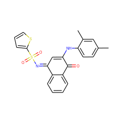 Cc1ccc(NC2=C/C(=N\S(=O)(=O)c3cccs3)c3ccccc3C2=O)c(C)c1 ZINC000100460075