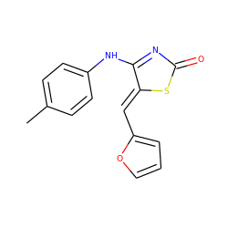 Cc1ccc(NC2=NC(=O)S/C2=C\c2ccco2)cc1 ZINC000012514719