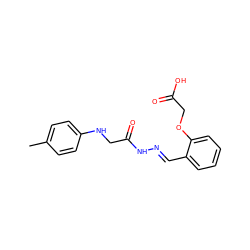 Cc1ccc(NCC(=O)N/N=C/c2ccccc2OCC(=O)O)cc1 ZINC000000437899